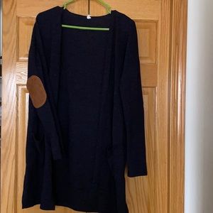 Navy Cardigan with Patch Elbows & Pockets